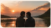 A couple enjoying a sunset together