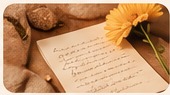 A handwritten note with a flower